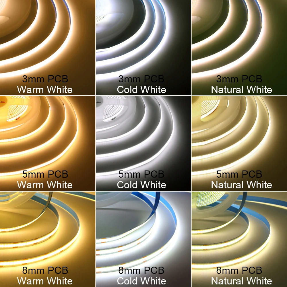 5V USB Battery Powered COB Led Strip Light 3mm 5mm 8mm PCB - Image 2