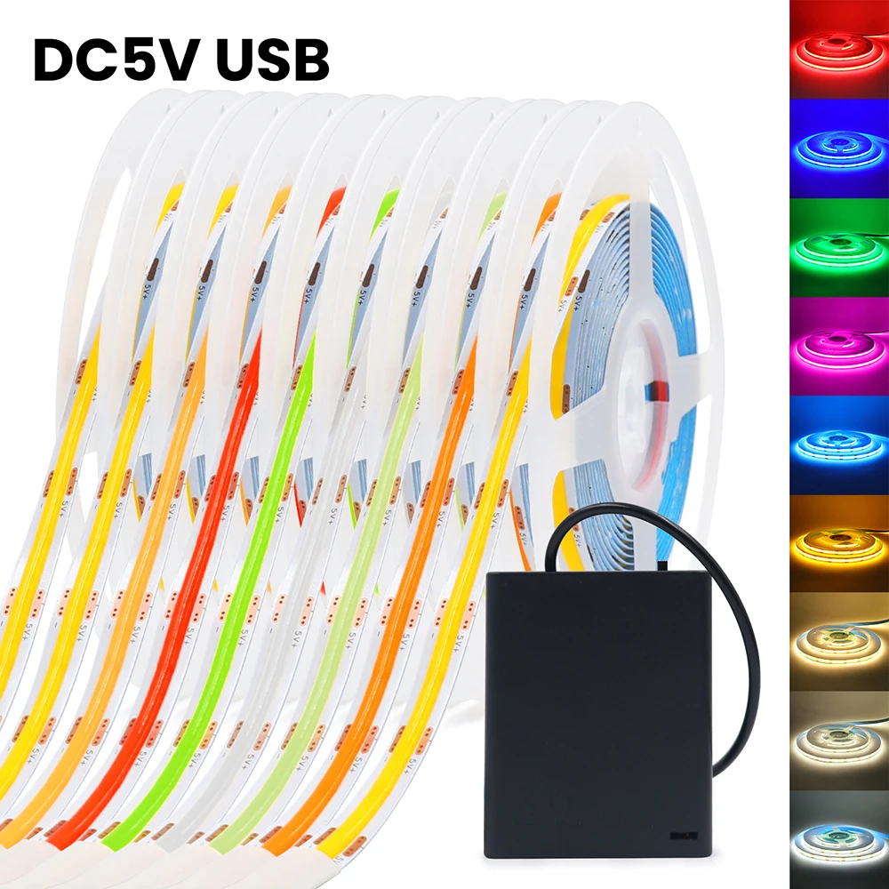 5V USB Battery Powered COB Led Strip Light 3mm 5mm 8mm PCB - Image 5