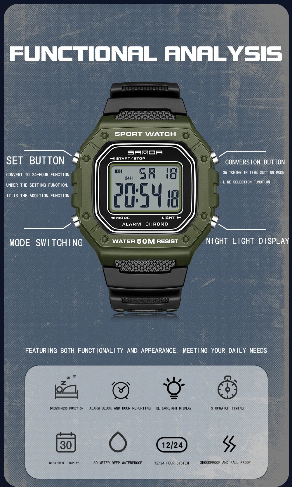 Men's Watches Waterproof Sports Watch - Image 4