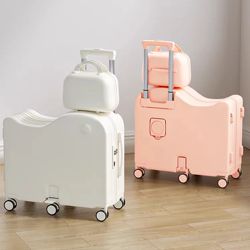Children's Luggage Can Sit Ride with USB Cup Holder Travel Suitcase - Image 3