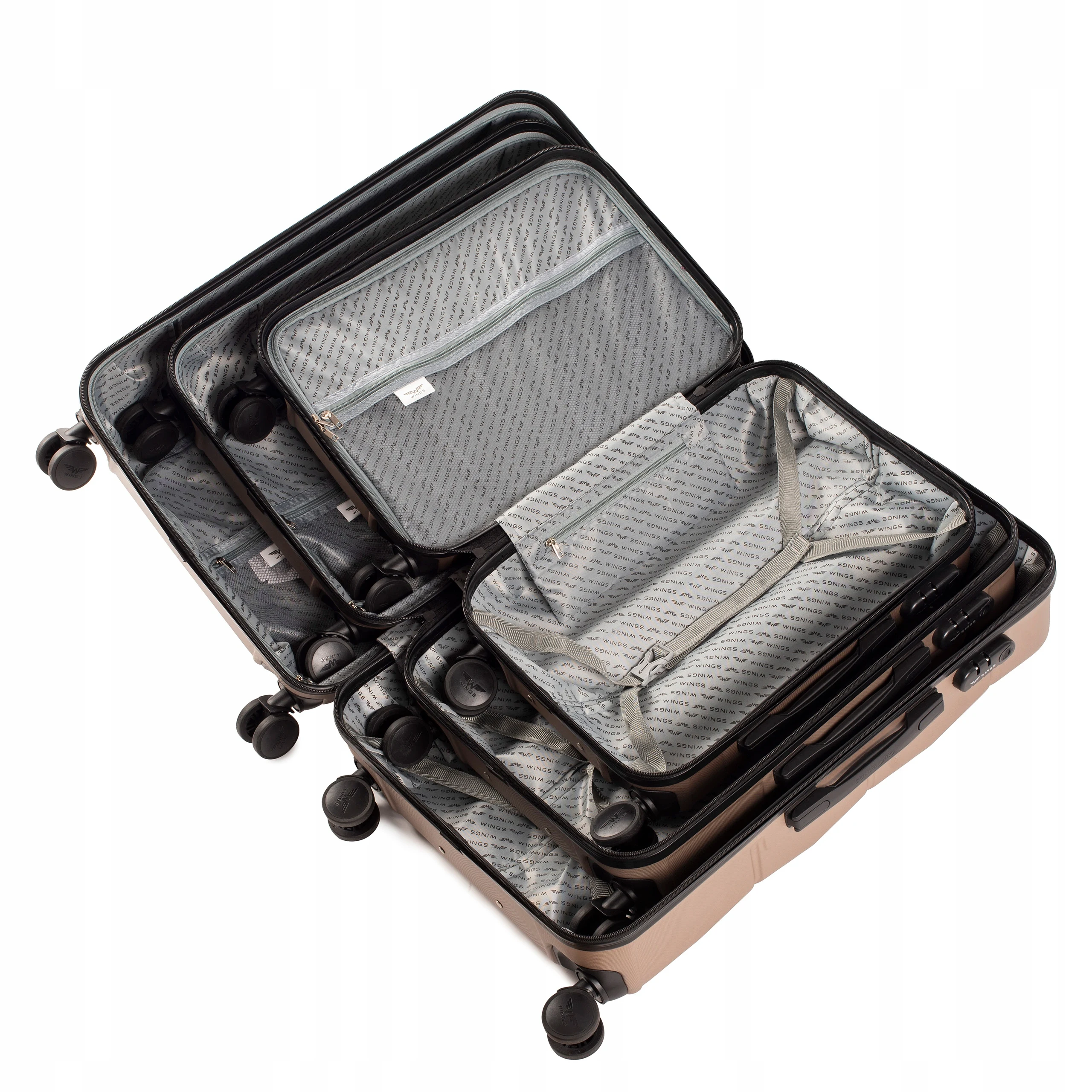 Wings Travel CLICK Set With 4 Double WHEELS Hard ABS + BAGGAGE - Image 2