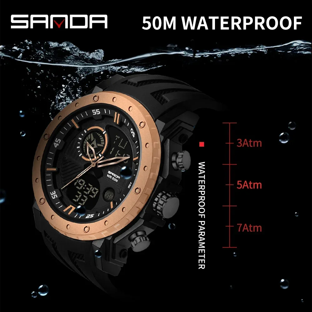 SANDA Luxury Brand Men's Military Sports Watches Men Digital Watches S-Shock Waterproof Wrist Watch For Mens Relogio Masculino - Image 4