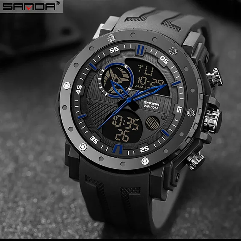 SANDA Luxury Brand Men's Military Sports Watches Men Digital Watches S-Shock Waterproof Wrist Watch For Mens Relogio Masculino
