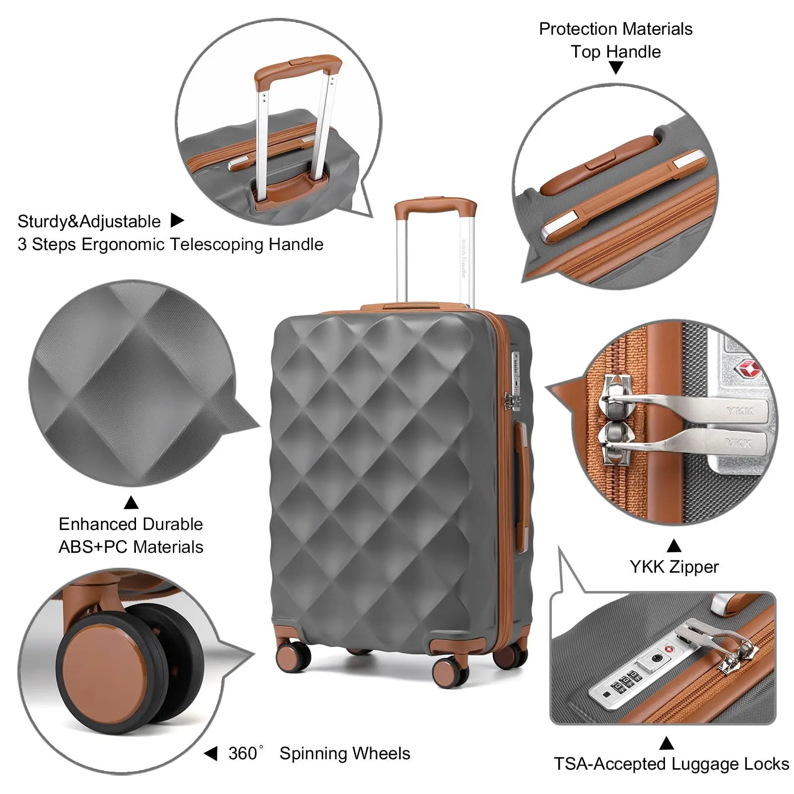 British Traveler 2-piece Suitcase Set - Image 4