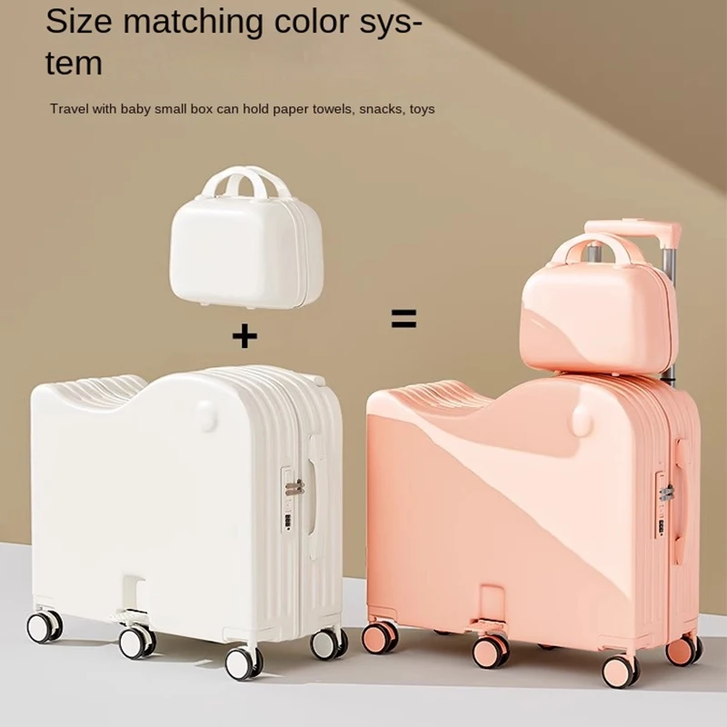 Children's Luggage Can Sit Ride with USB Cup Holder Travel Suitcase - Image 4