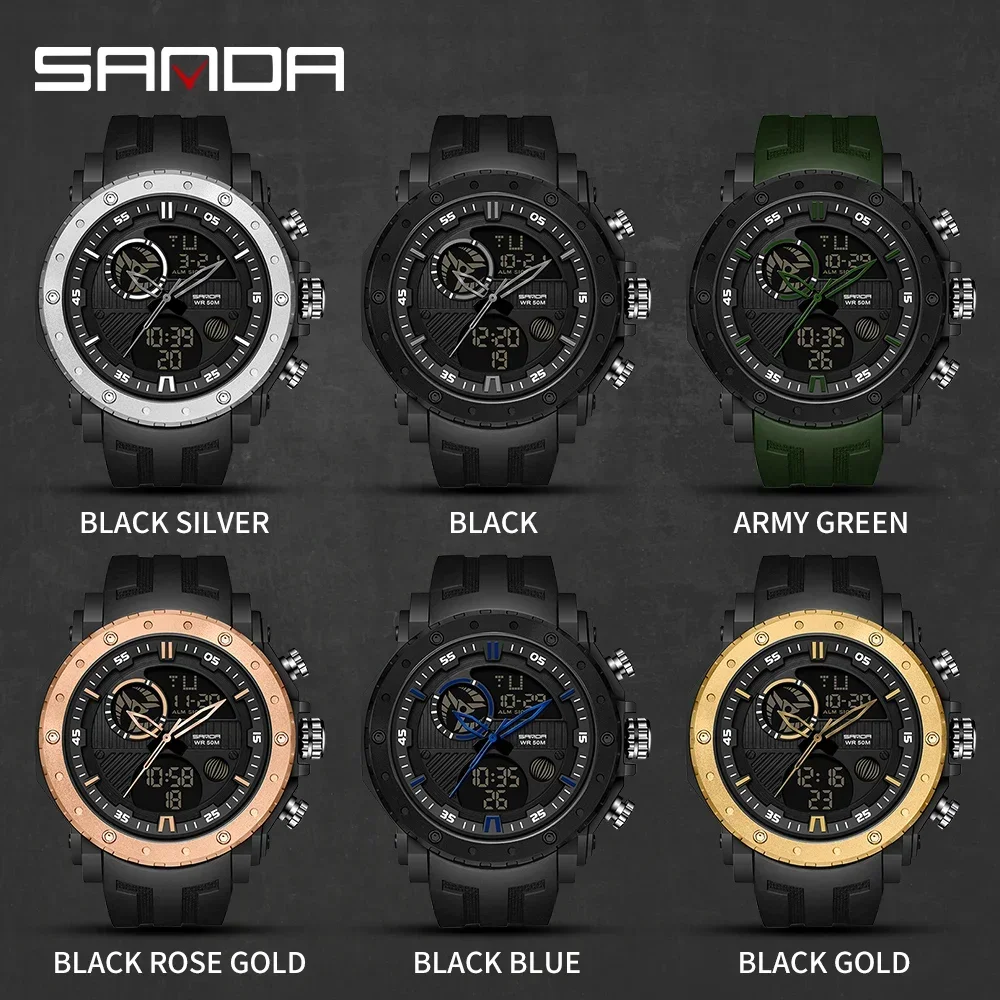SANDA Luxury Brand Men's Military Sports Watches Men Digital Watches S-Shock Waterproof Wrist Watch For Mens Relogio Masculino - Image 6